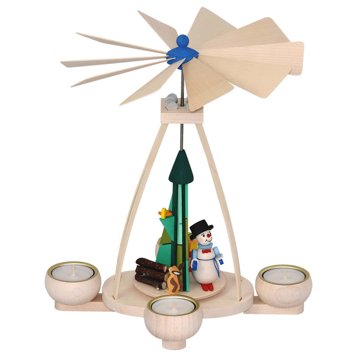 Teelichtpyramide mit Schneemann