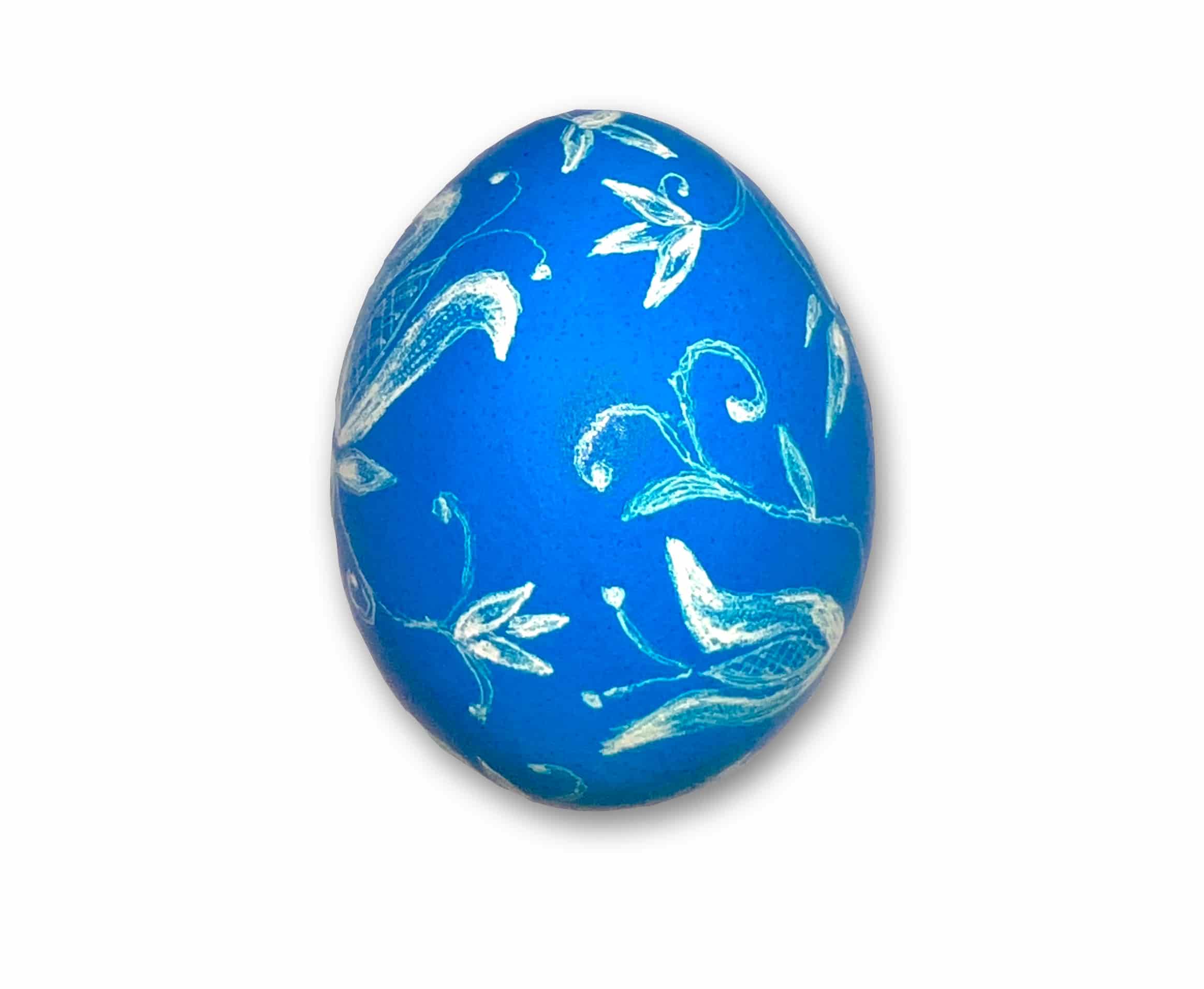 Osterei - Kratztechnik blau - florales Muster 1