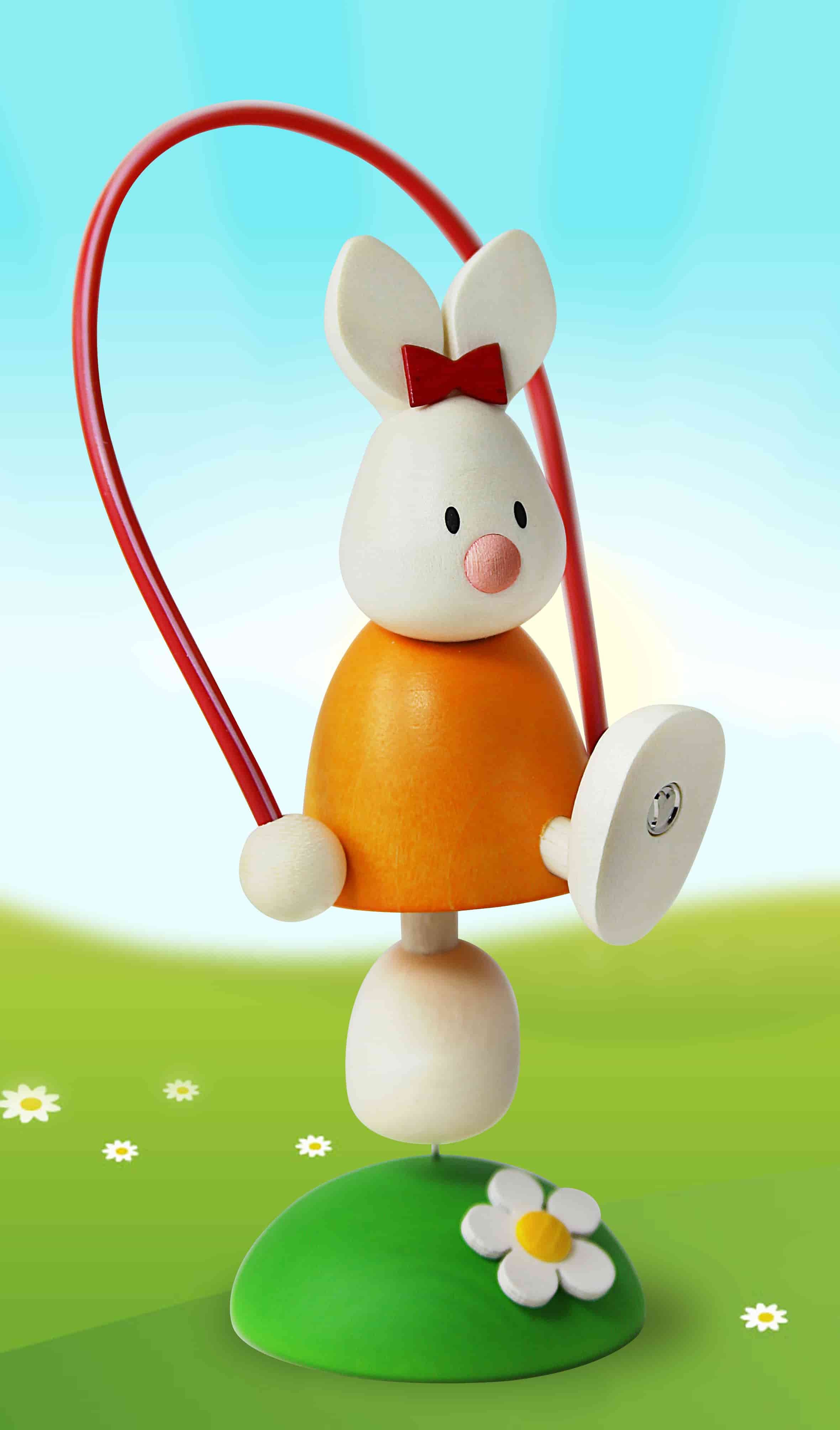 Kaninchen Emma mit Springseil