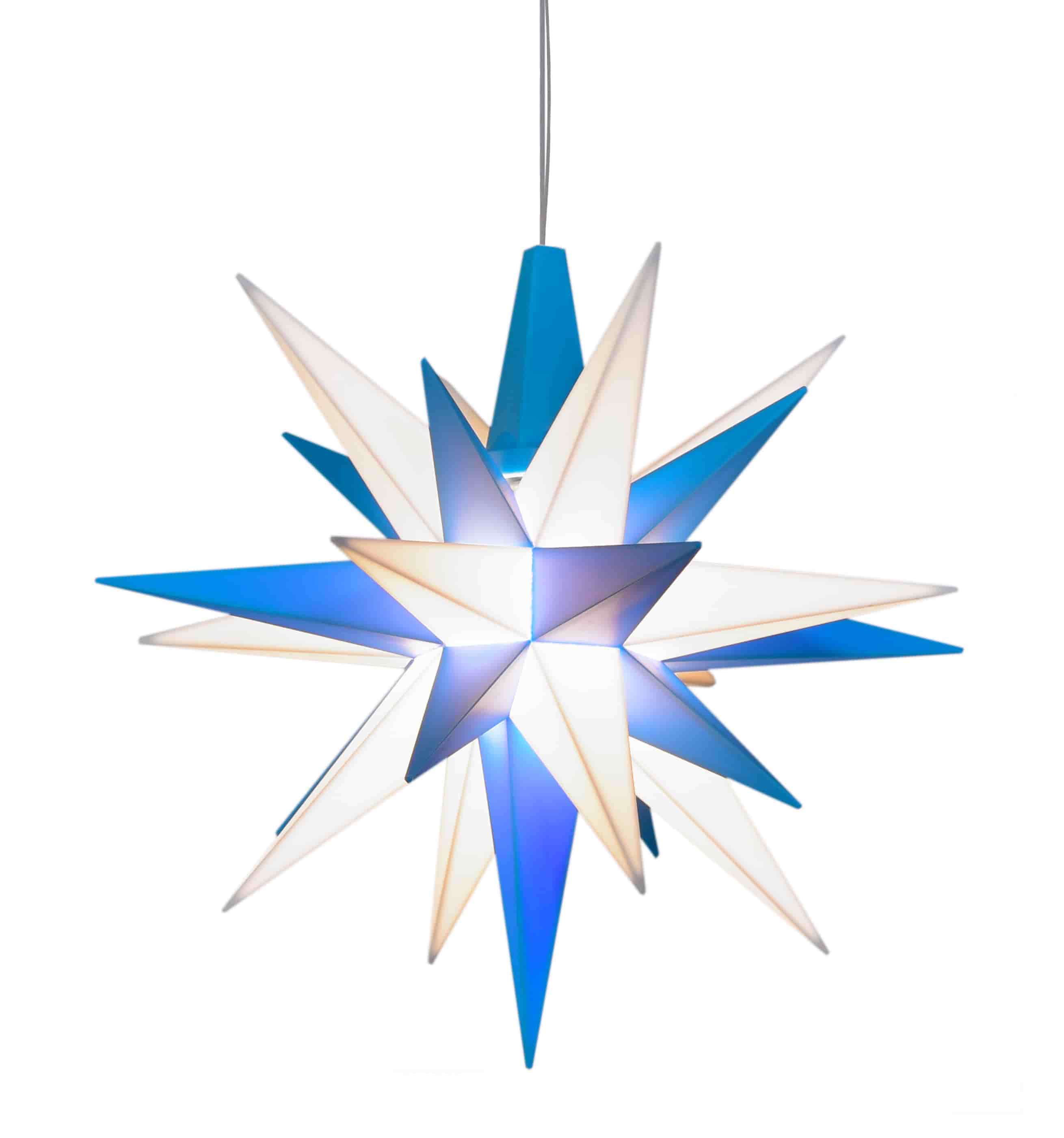 Original Herrnhuter Stern für innen ø ca. 13 cm blau / weiß (A1e)