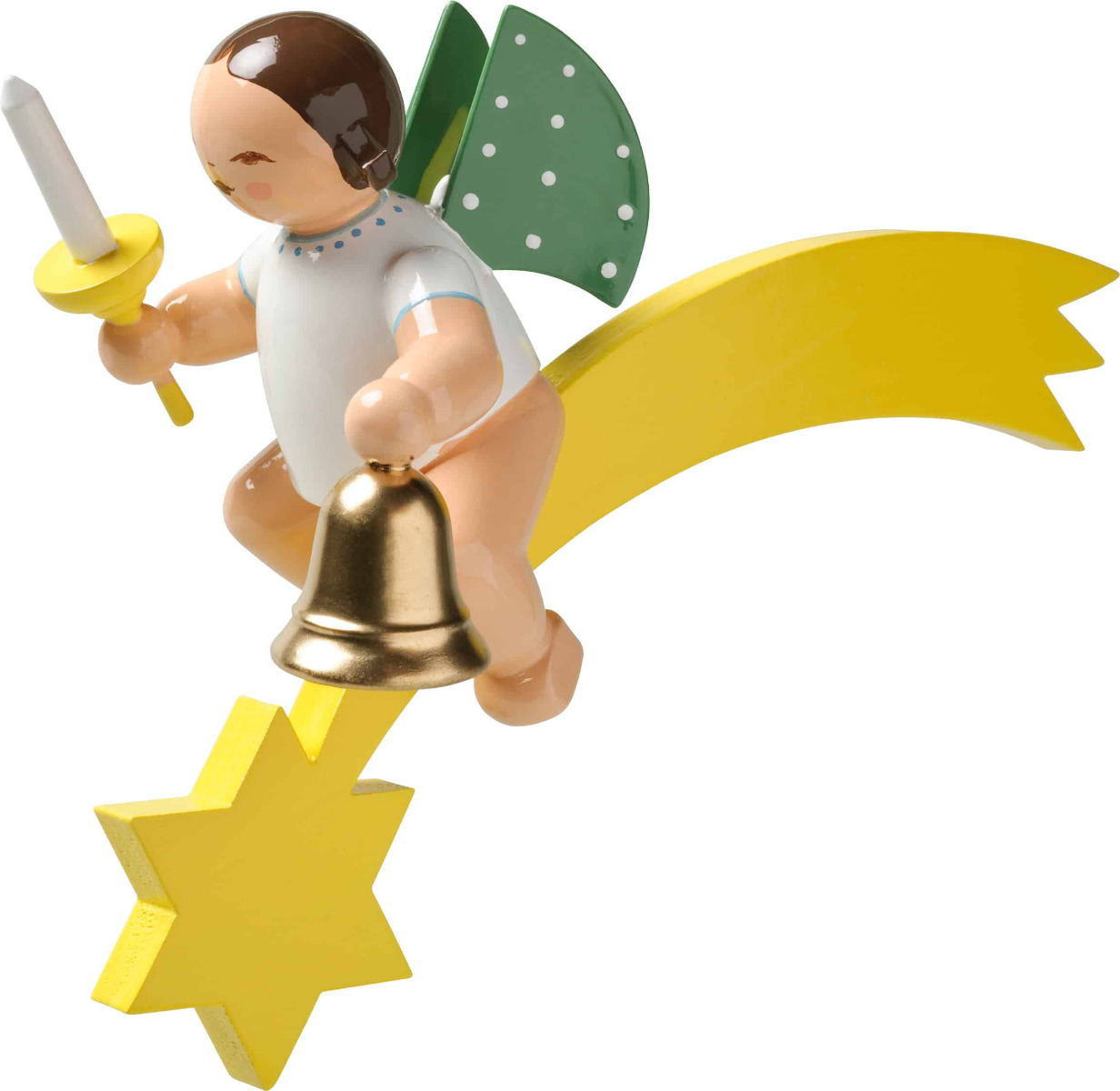 Engel mit Glocke und Kerze auf Komet