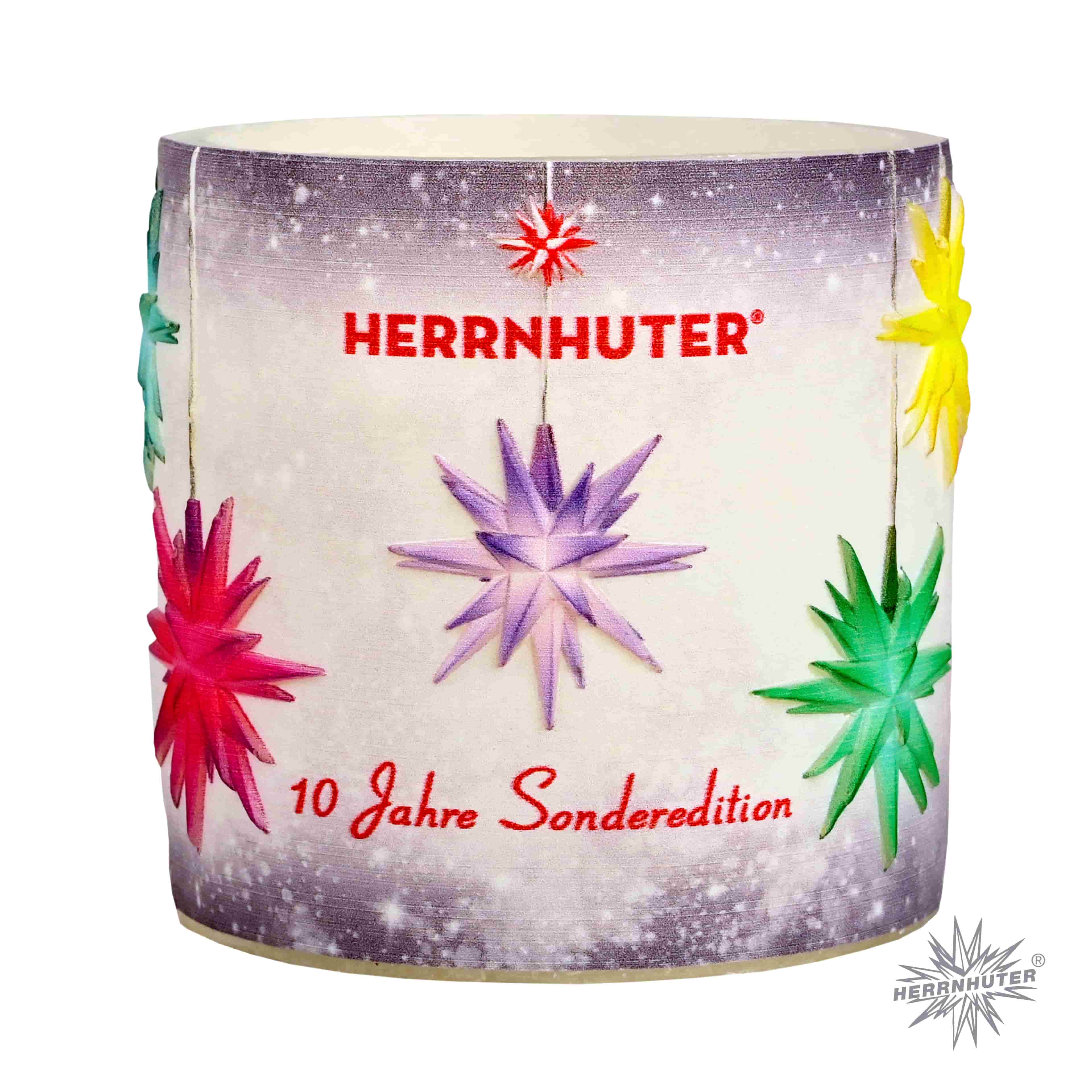 Herrnhuter Sterne - Panoramakerze "10 Jahre Sonderedition" mit Teelicht