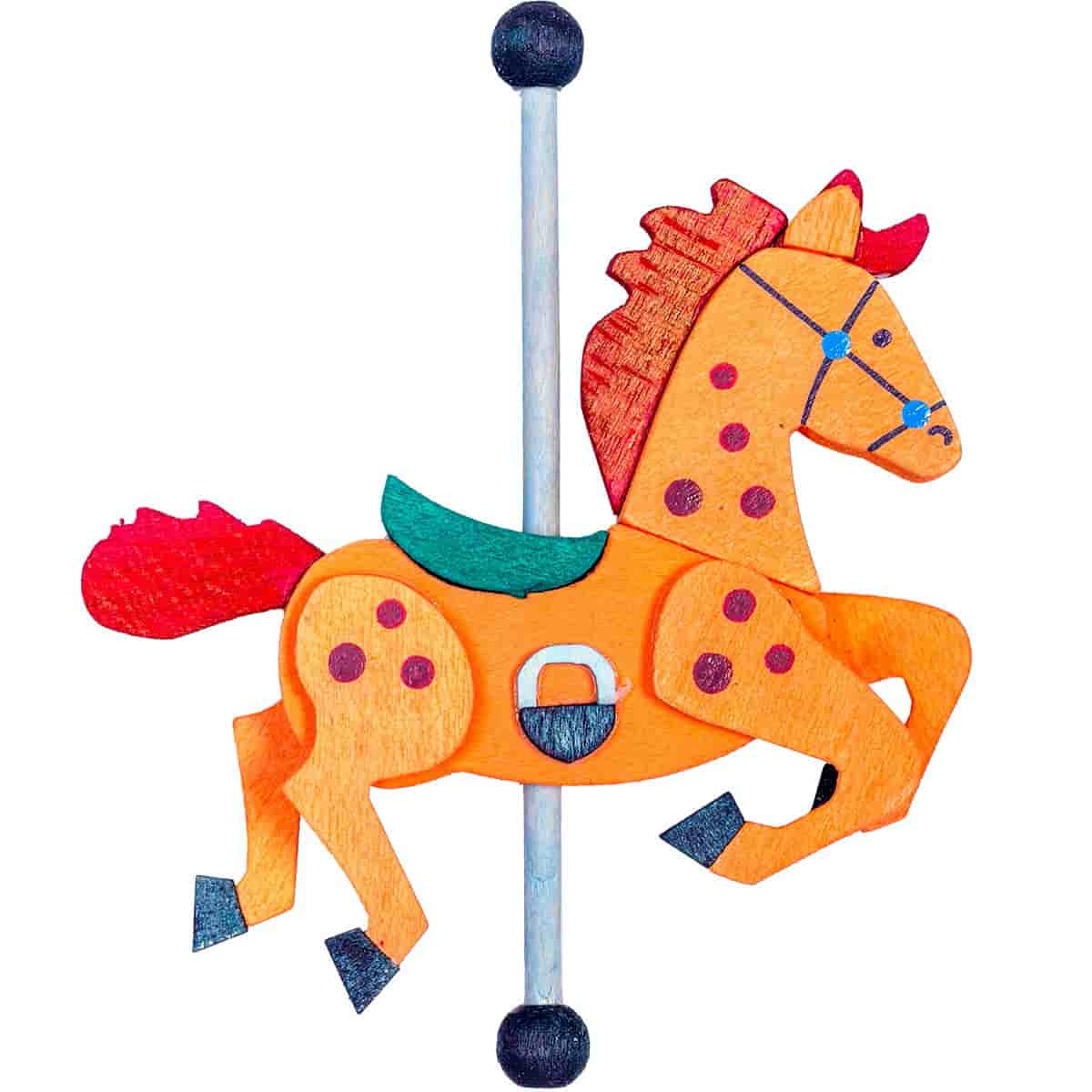 Karussellpferd als Baumschmuck orange / rot