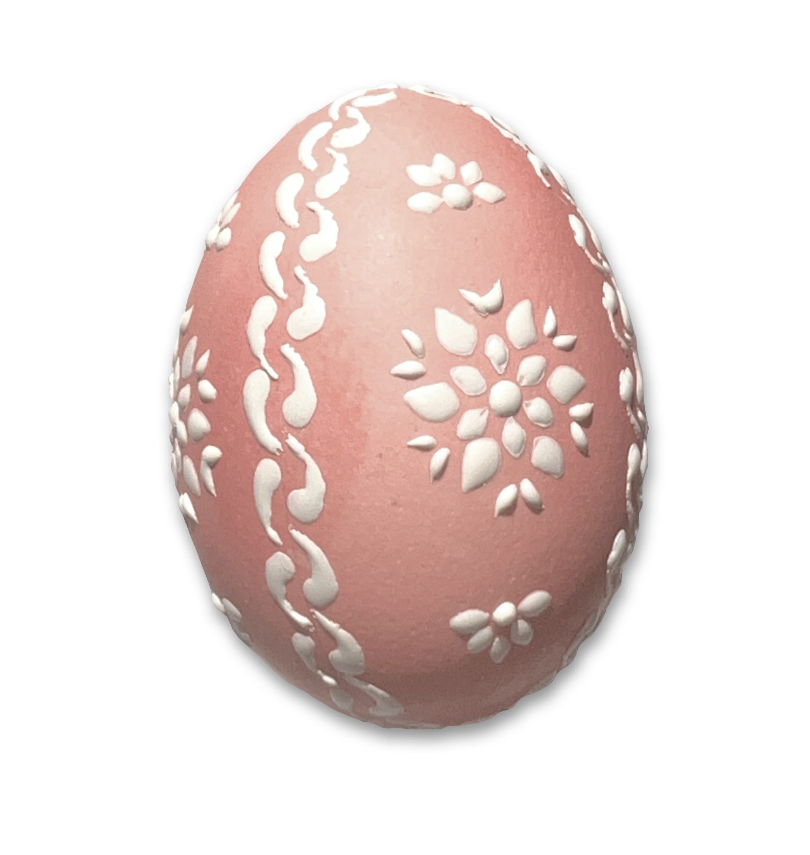 Osterei - Bossiertechnik pastellrosa - weiß